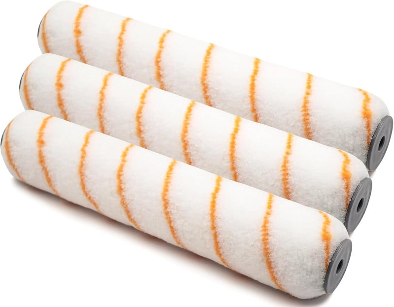 Rolling Dog 12 inch Paint Roller Covers - 1/2" Nap Large Paint Roller Sleeves for Ceiling,Wall,Floor,Decks Painting (Pack of 3,Polyester) - Image 1